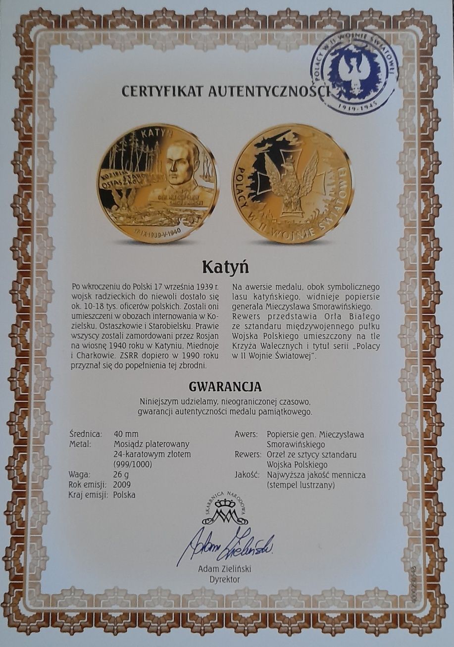 Medal Polacy w ll Wojnie Światowej - Katyń