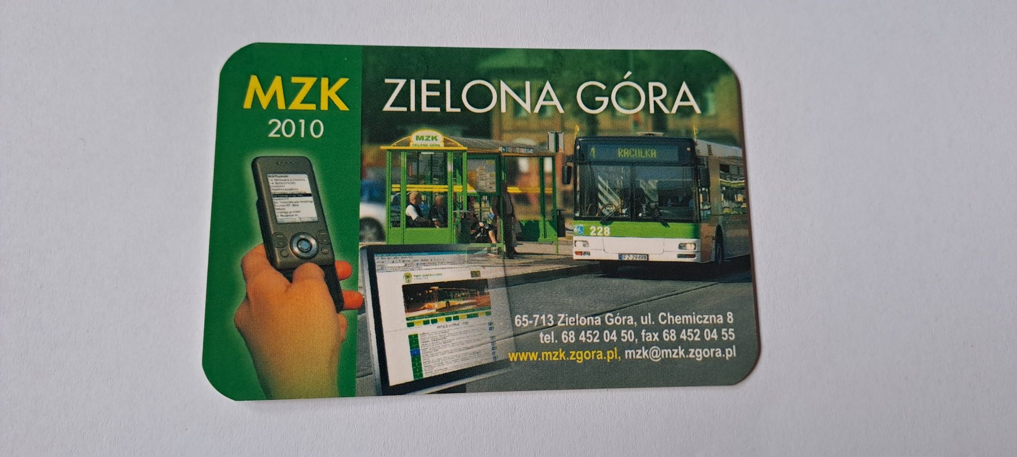 Kalendarz listkowe MZK Zielona Góra 2010 - kalendarzyk