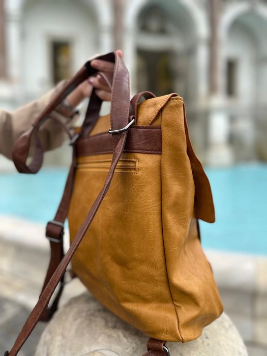 Stylowy skórzany włoski plecak vintage - Unisex