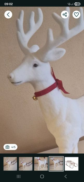 Biały renifer nowy 47x30 cm