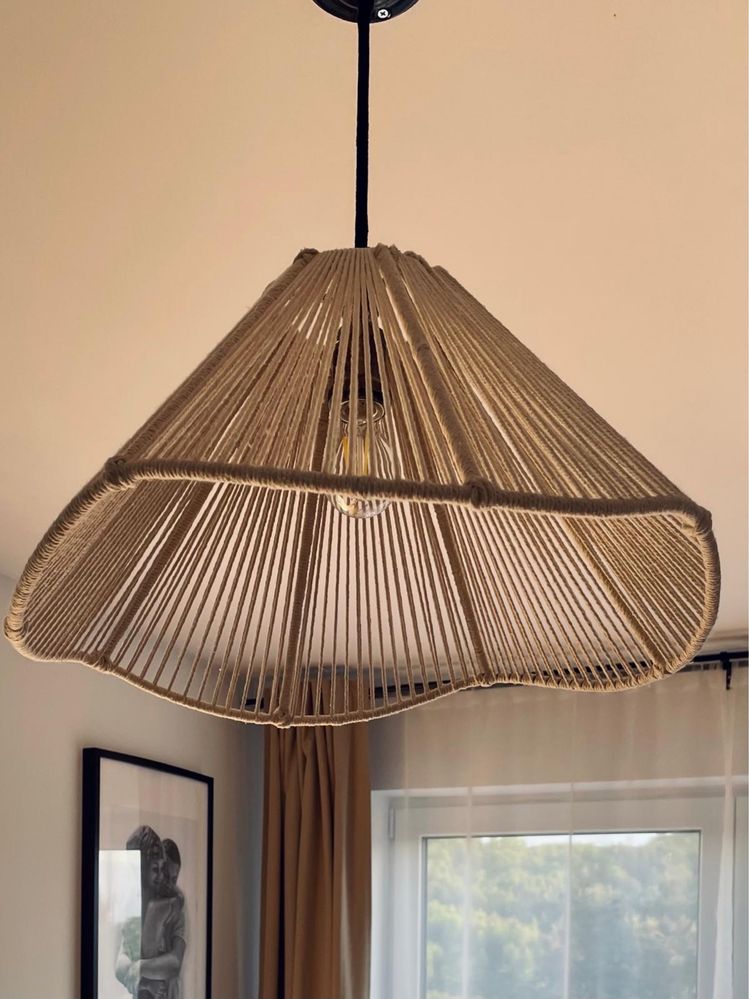 Lampy klosze ze sznurka jutowe boho rustykalne styl platfon led