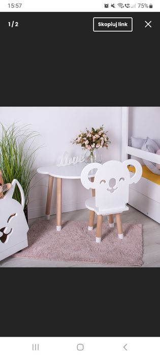 Stolik drewniany 60x80 + krzesełko