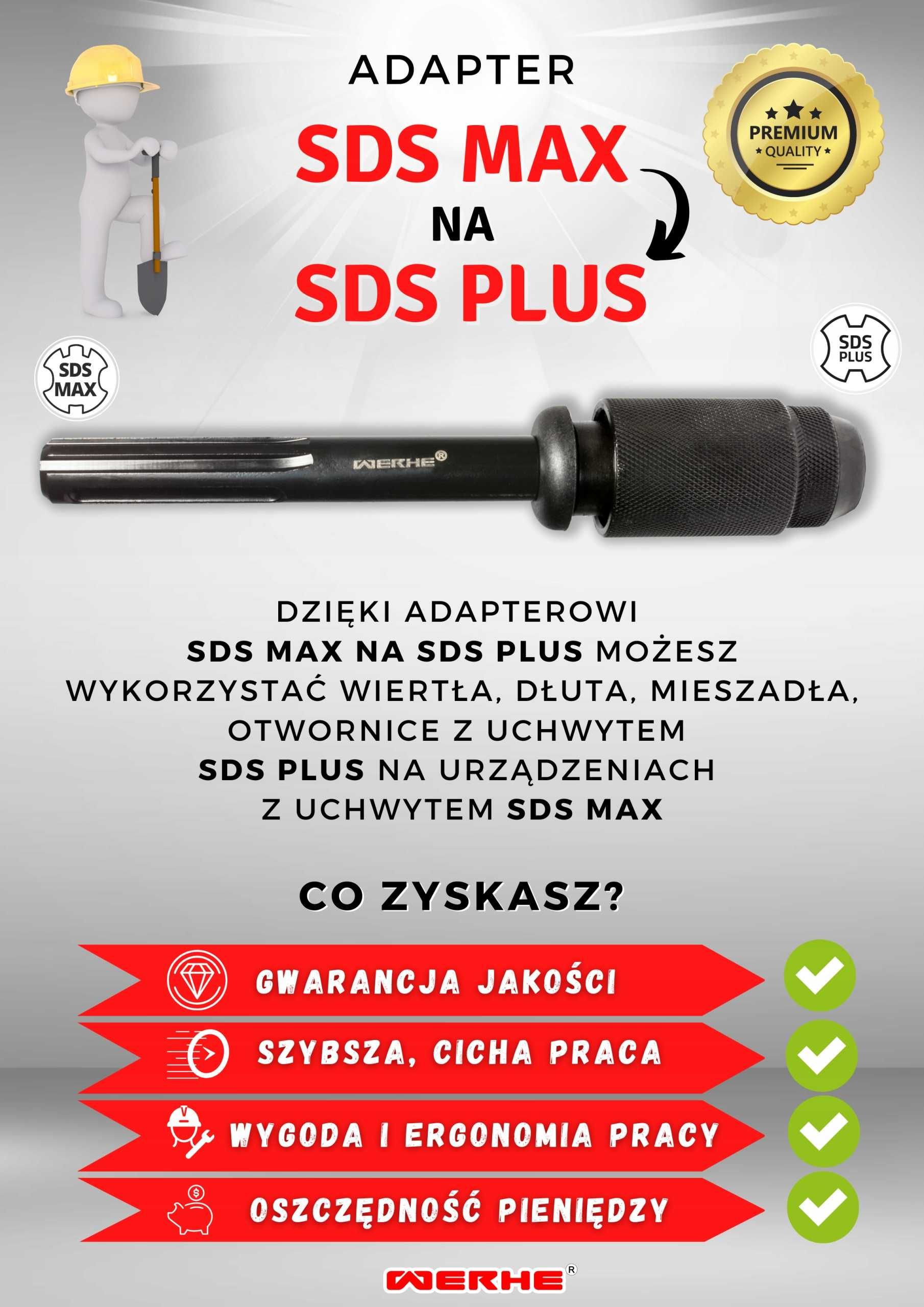 Adapter Przejście z Mocowań SDS Max na SDS Plus
