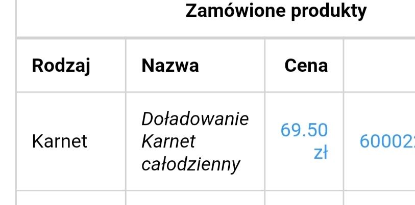 karnet skipass Szwajcaria Bałtowska doładowanie cały dzień