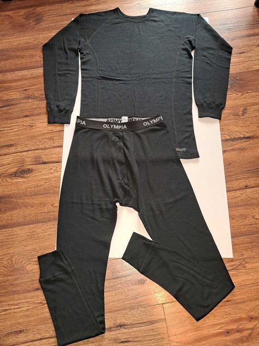 Komplet termiczny koszulka longsleeve kalesony, merino wool wełna M/L