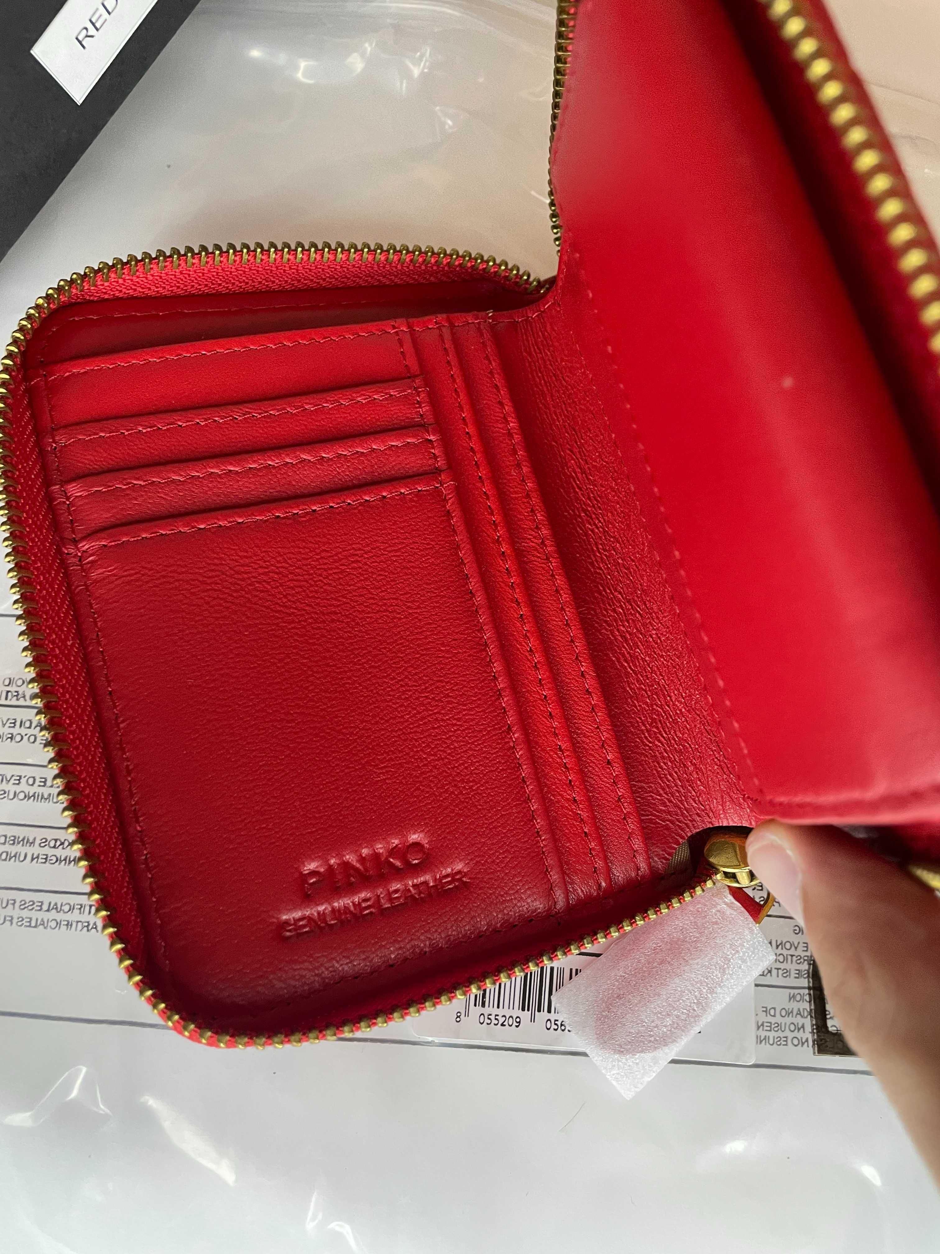 portfel pinko taylor wallet zip around quilt czerwony