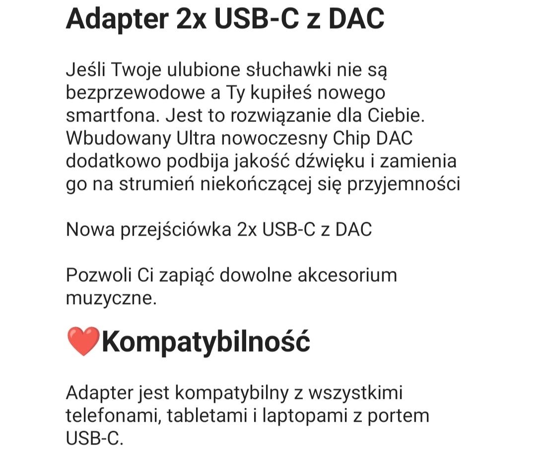 Adapter USB c do telefonów nowy z gwarancją