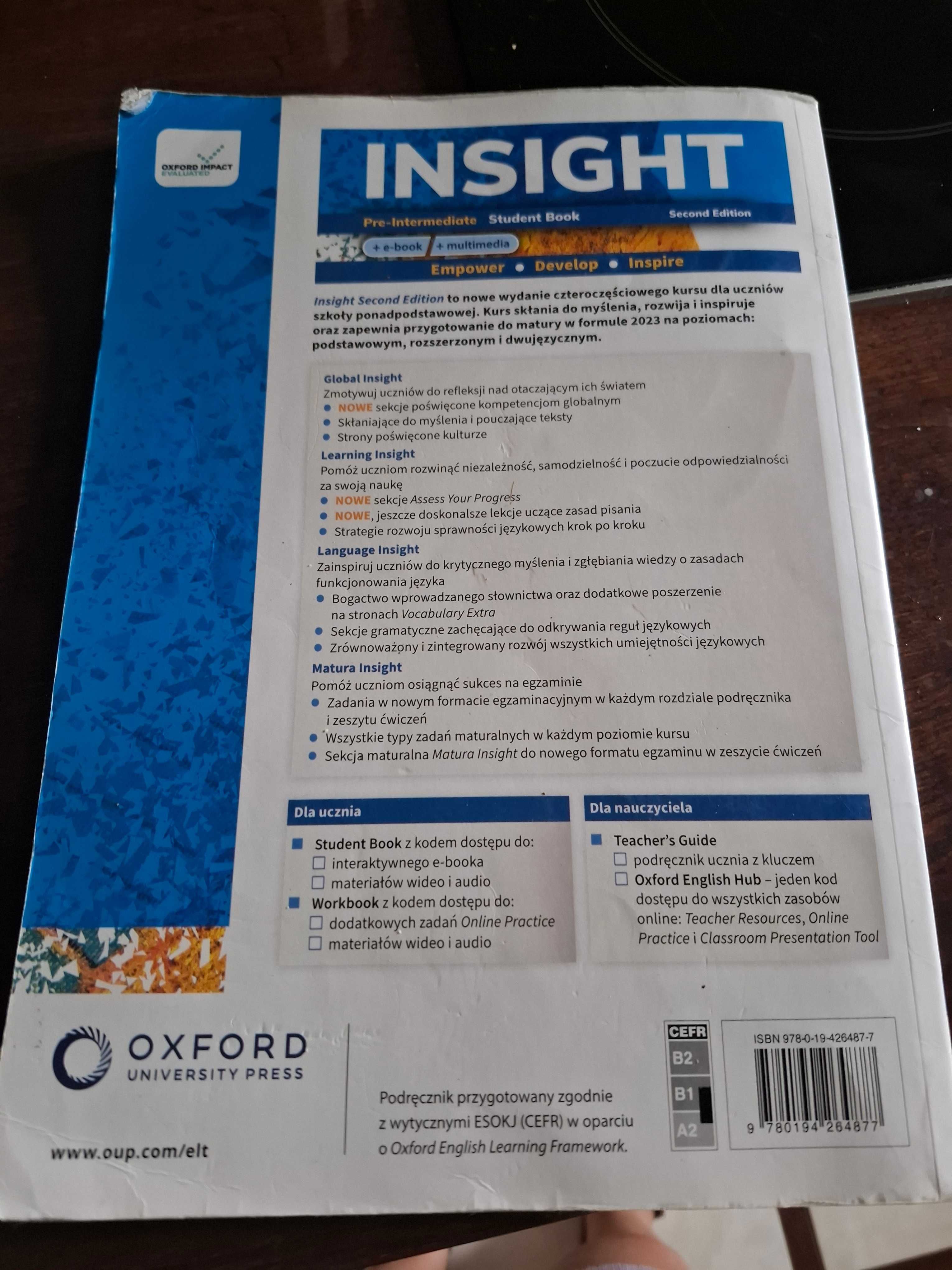 Insight podręcznik języka angielskiego klasa 1 liceum, technikum