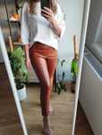 Rozmiar S, skorzane spodnie damskie, H&M spodnie eco skora woskowane