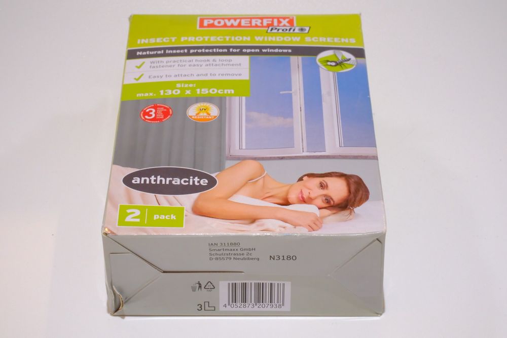 Siatka przeciw owadom Powerfix Profi – 2 sztuki, kolor antracyt, 130×1