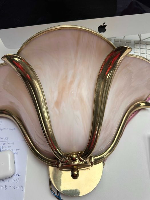 Vintage duży kinkiet Art Nouveau, Lotus Lamp