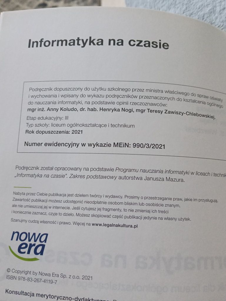 Podręcznik Informatyka na czasie 3