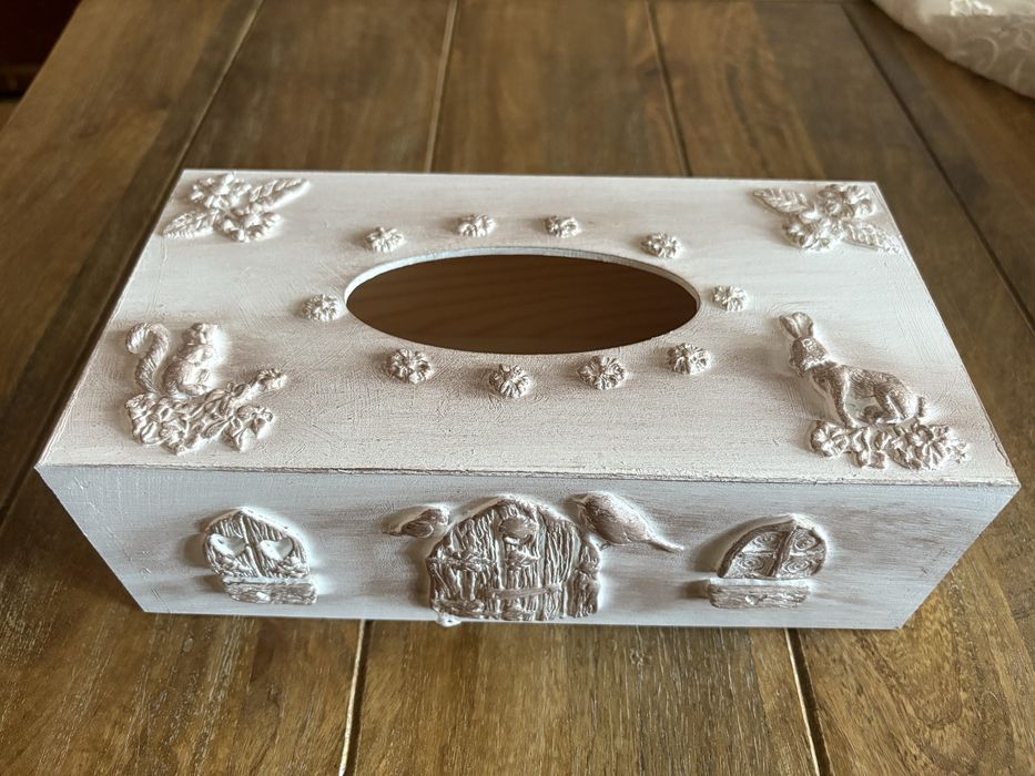Nowe Pudełko na chusteczki hand made. Rękodzieło drewniane
