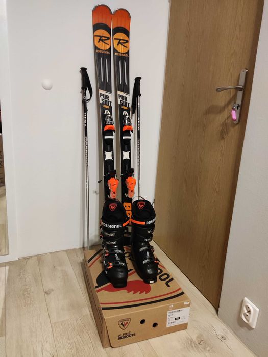 Jak NOWE ROSSIGNOL buty narciarskie 280 i Narty 163cm kijki VOLKL