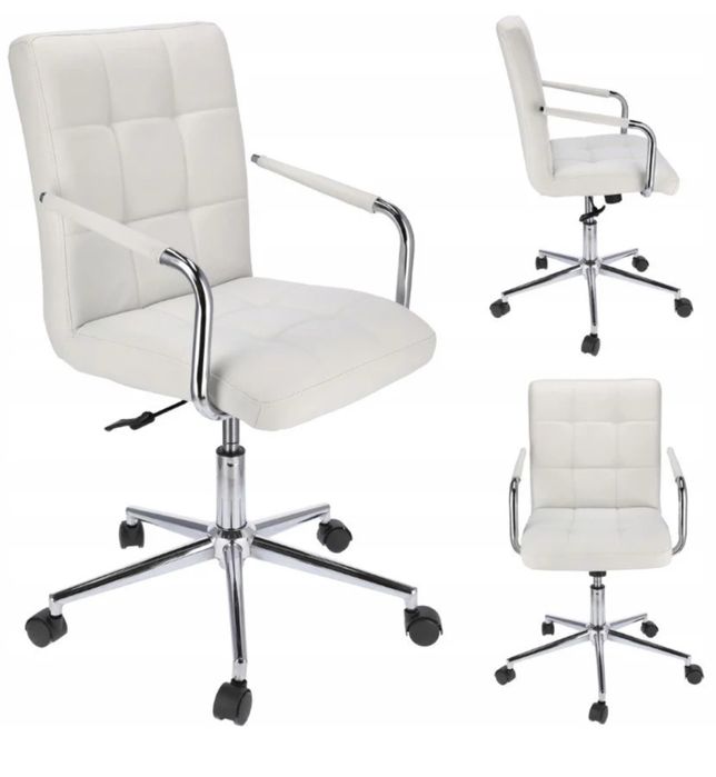 Białe nowoczesne krzesło regulowane obrotowe stan bardzo dobry