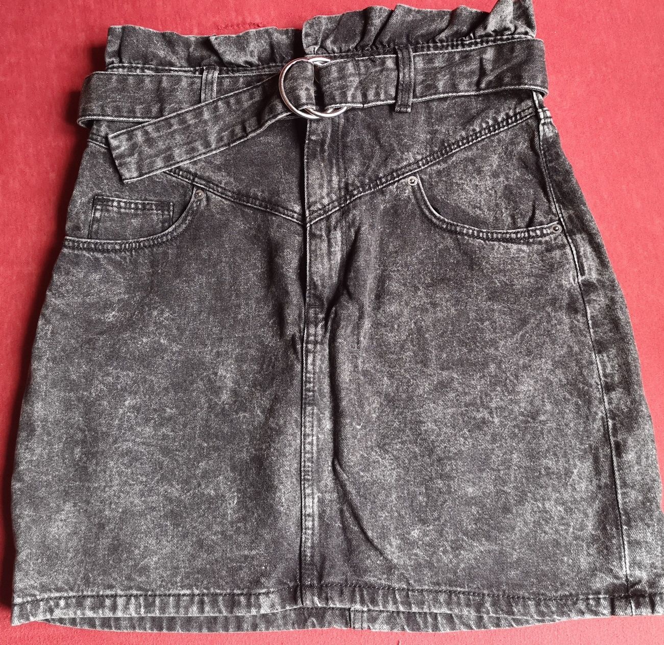 H&M Spódnica jeansowa czarna zacierana