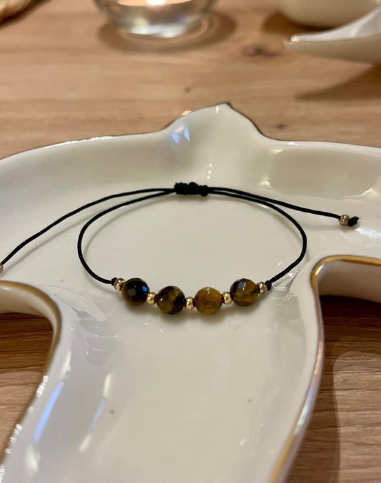 Piękna nowa bransoletka na sznurku kamień tygrysie oko