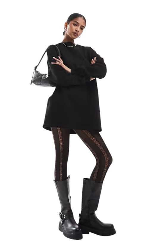 ASOS DESIGN Czarna sukienka dresowa mini oversize z kieszeniami M