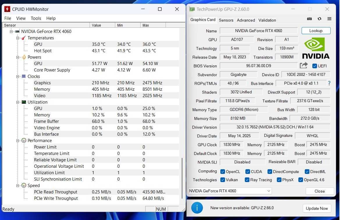 Відеокарта Gigabyte PCI-Ex GeForce RTX 4060 Windforce OC 8GB GDDR6