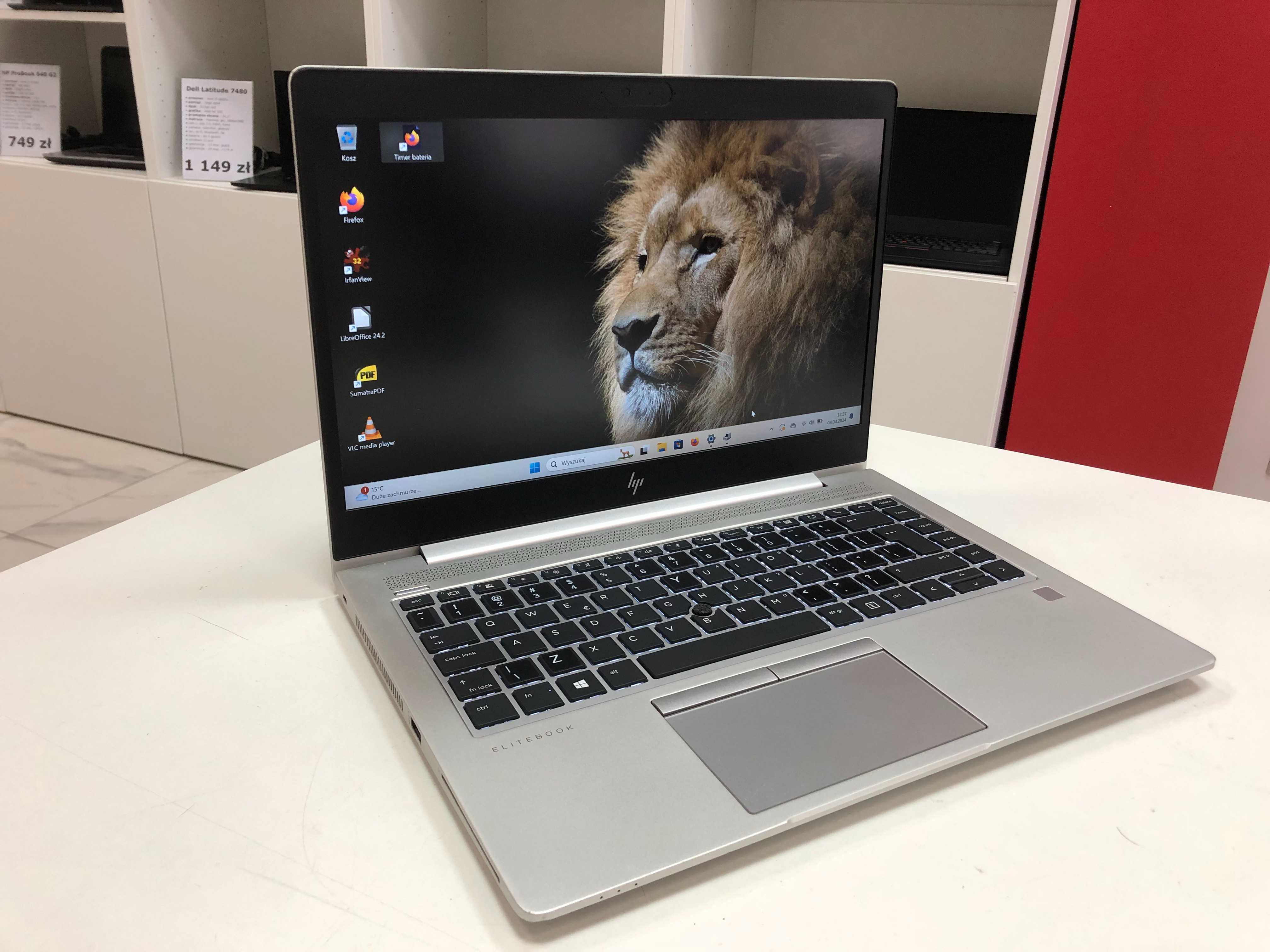 Biznesowy HP EliteBook 840 G5 i5-8gen 8GB 256SSD IPS FHD RATY 0% FV%