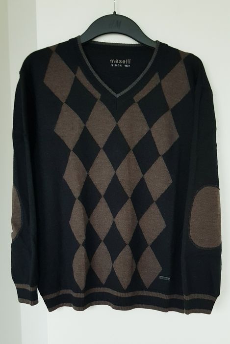 Maselli, sweter w romby, wełna merino