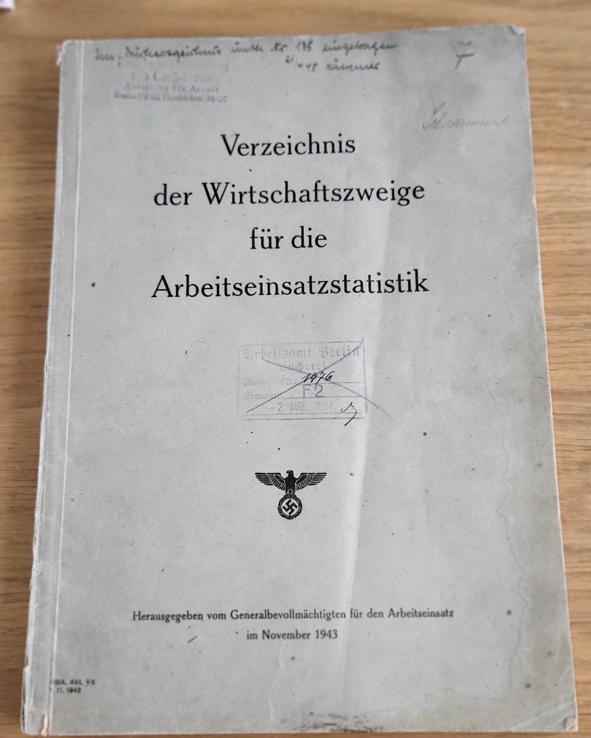 Statystyki wykorzystania siły roboczej Departament Pracy Berlin 1943 r