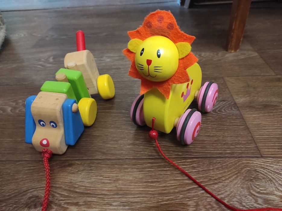 Каталка деревянная лев львёнок принцесса собачка