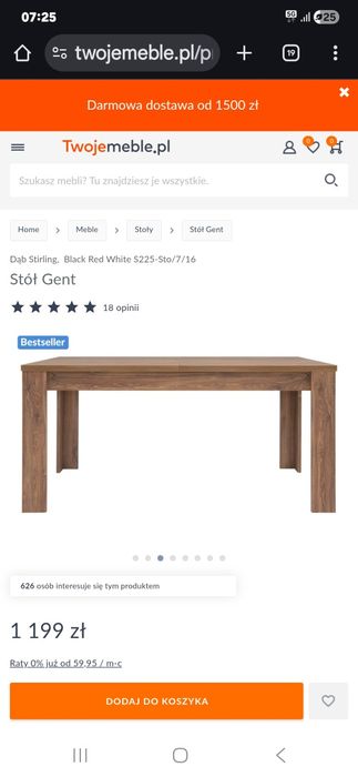 Rozkładany solidny stół do salonu