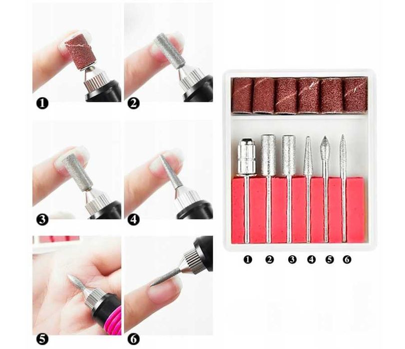 Frezarka do Paznokci Manicure i Pedicure + Frezy + Kapturki