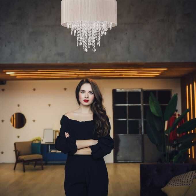 Szara lampa sufitowa z kryształkami w stylu vintage fi 39,5cm