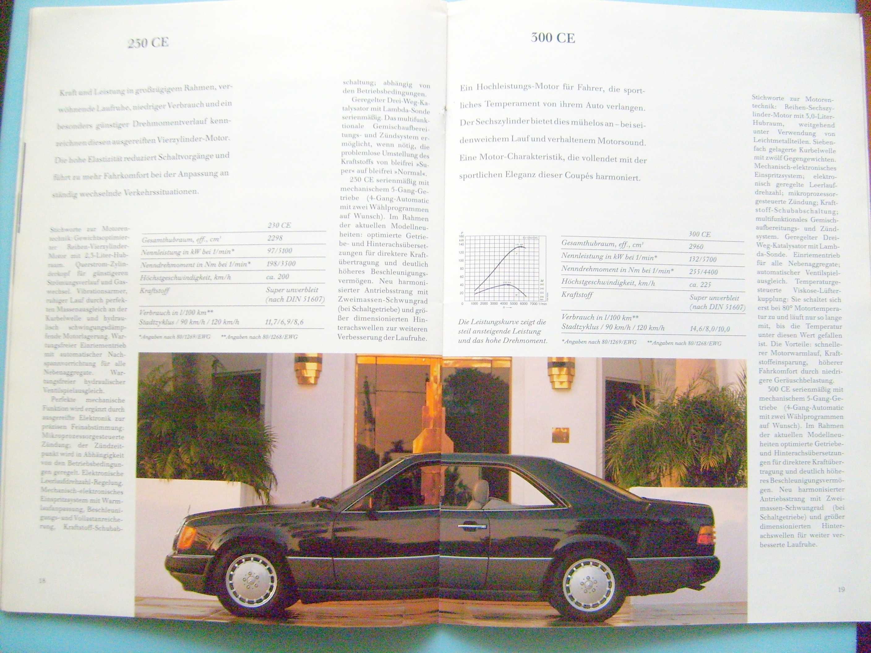 MERCEDES W124 COUPE / C124 230CE 300CE 300CE-24 '89 * prospekt 36 str.