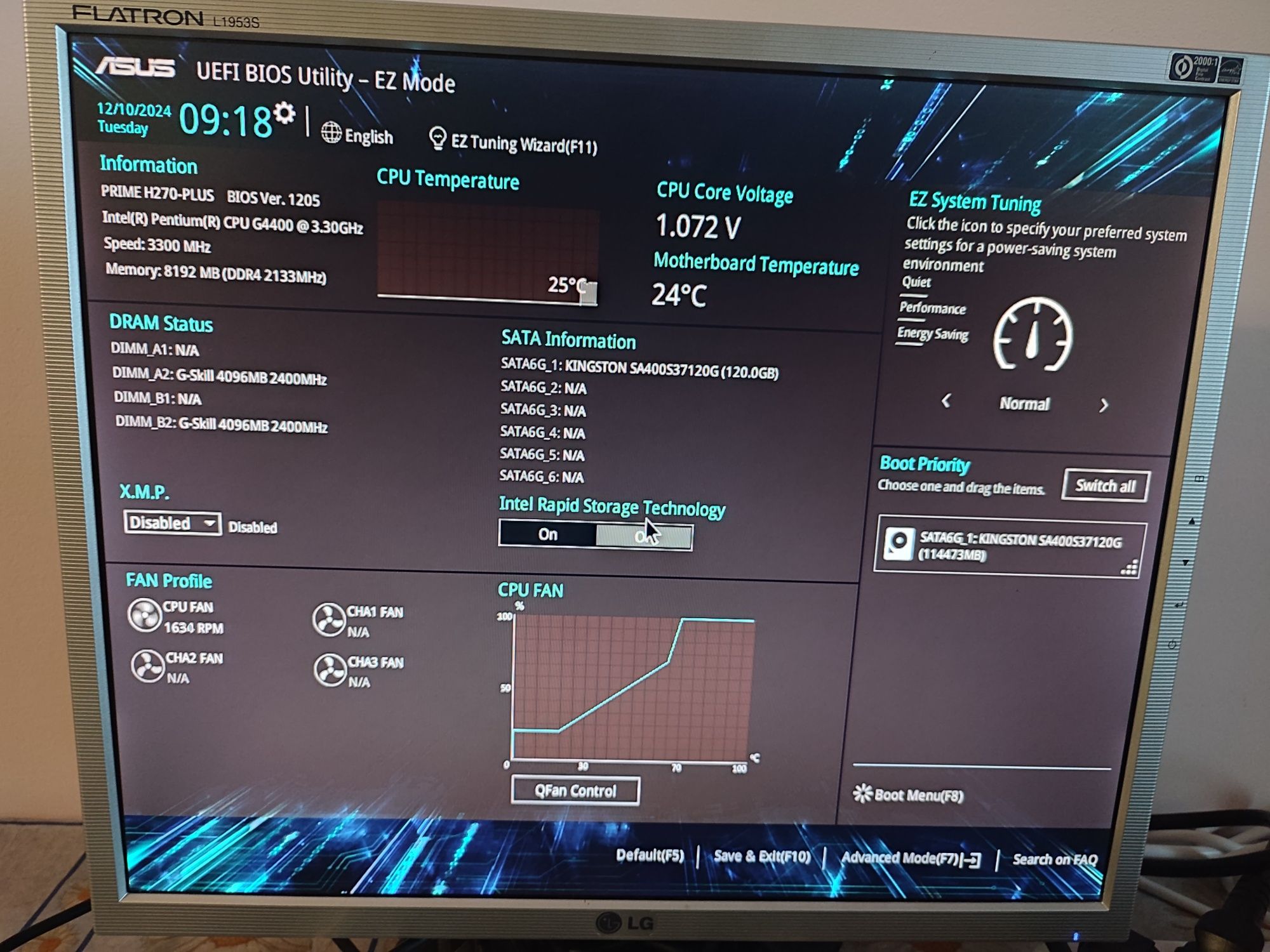 Asus H270-plus + процессор Intel G4400 (3.3GHz) + 8 Гб оперативки