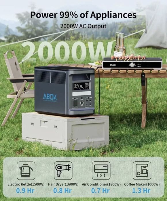 ‼️ДО 80% За 50 Хвилин Зарядна станція Abok 4000W/2000W 1536Wh ‼️