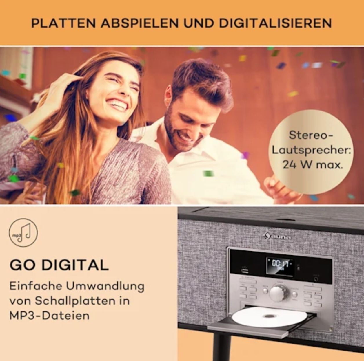 Ретро програвач вінілових платівок auna Julie Ann Stereo System