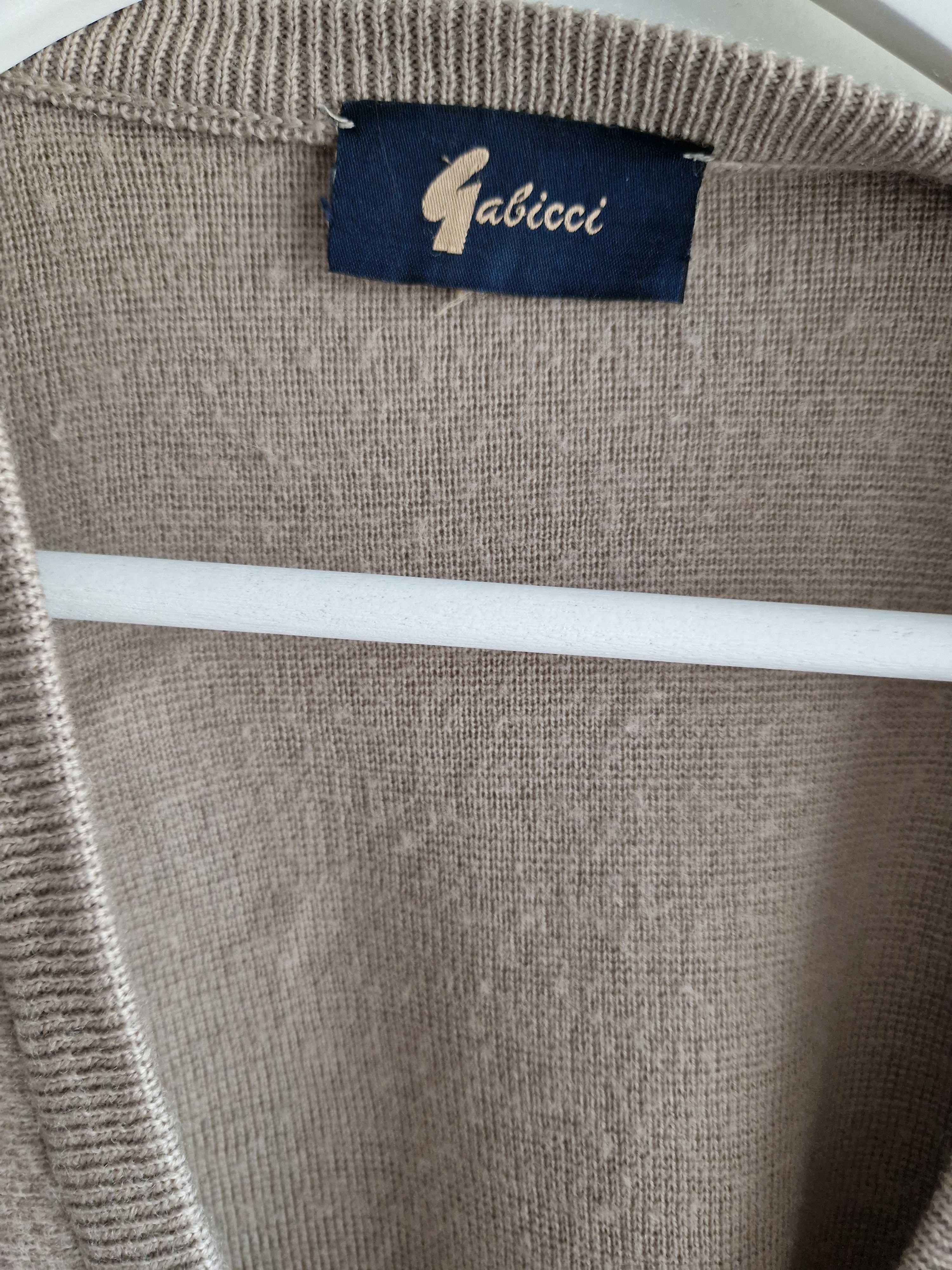 Beżowy sweter męski Gabicci z wełną XL vintage casualowy ciepły