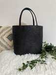 Torba czarna shopper retro vintage handmade duża rękodzieło