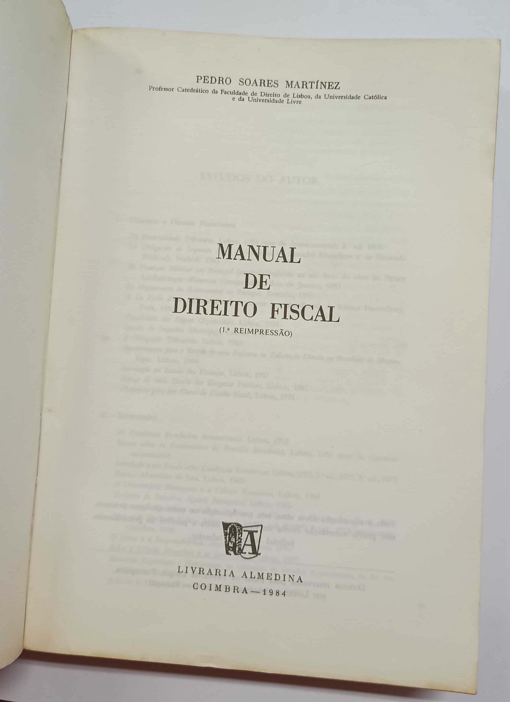 Manual de Direito Fiscal, de Pedro Soares Martinez