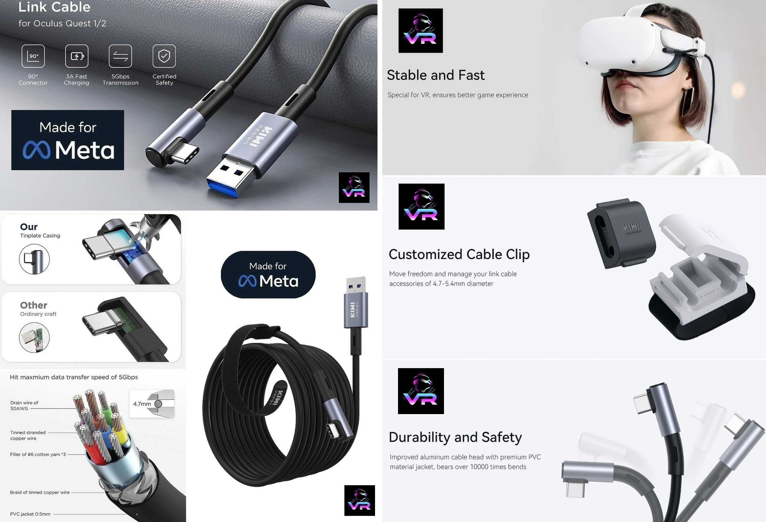 Кабель TOP! KIWI Design Link Cable 5m Meta Quest 3 (3S) Oculus Quest 2