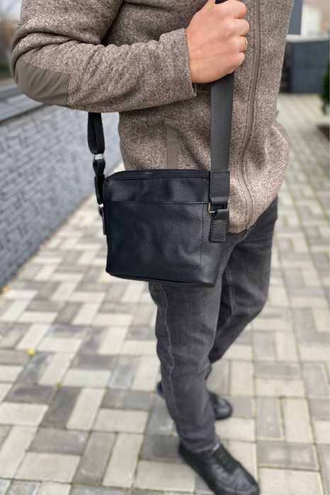 Шкіряна чоловіча сумка через плече Slide