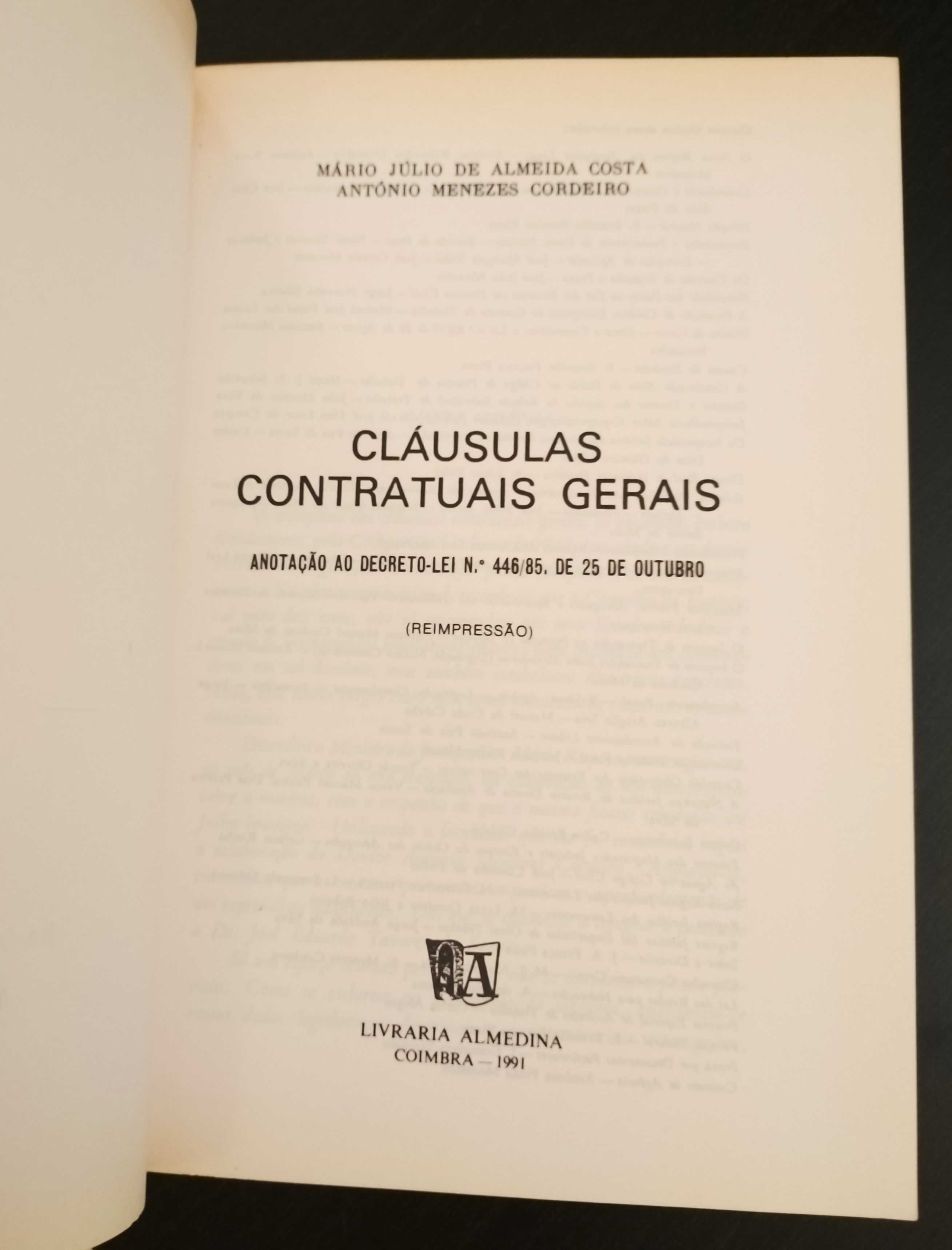 M.J. Almeida Costa / Menezes Cordeiro - Cláusulas Contratuais Gerais