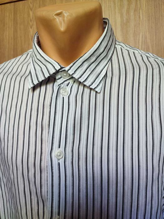 шелковая рубашка в полоску шёлк+вискоза+хлопок armani collezioni / 48р