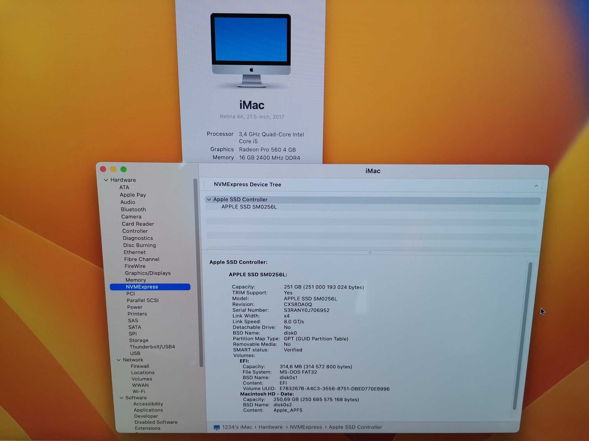 Apple iMac Retina 4K 21" i5/16/250 ssd (Mid 2017)