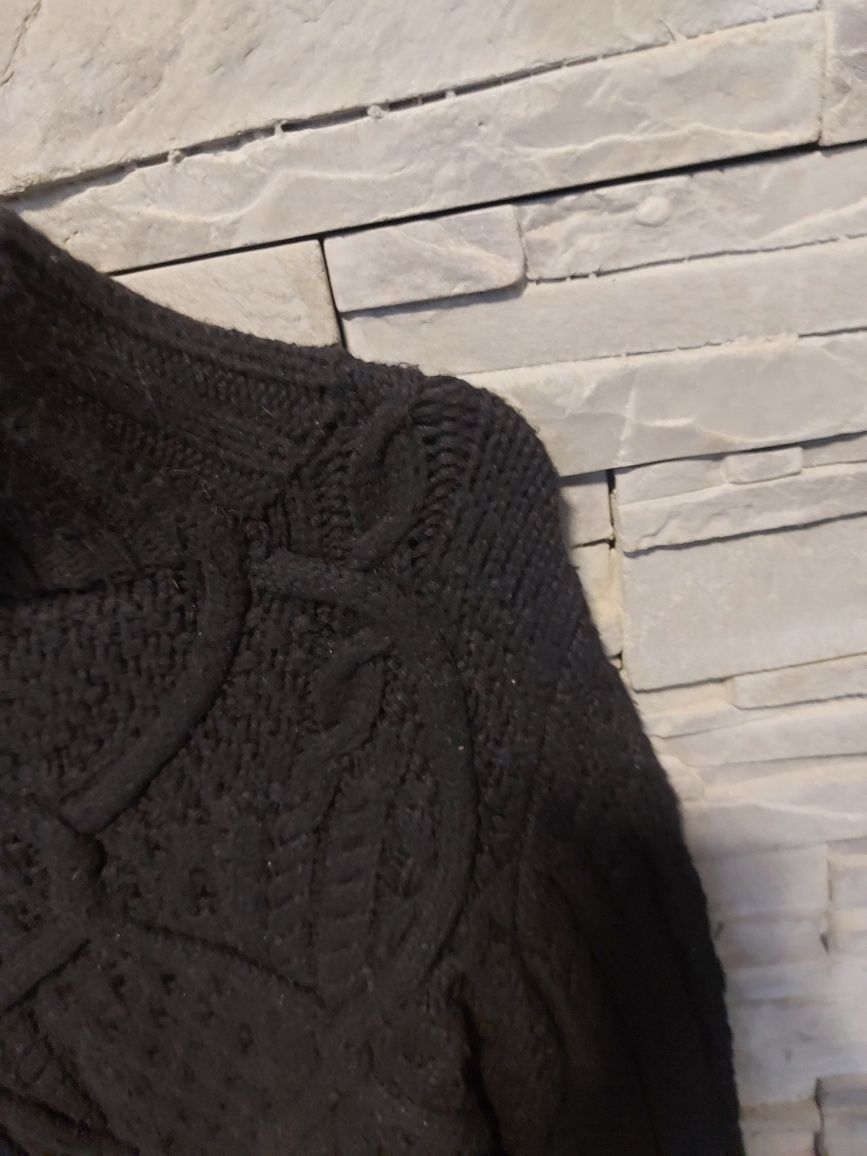 Zara Czarny top sweter warkocz golf  S/M damski