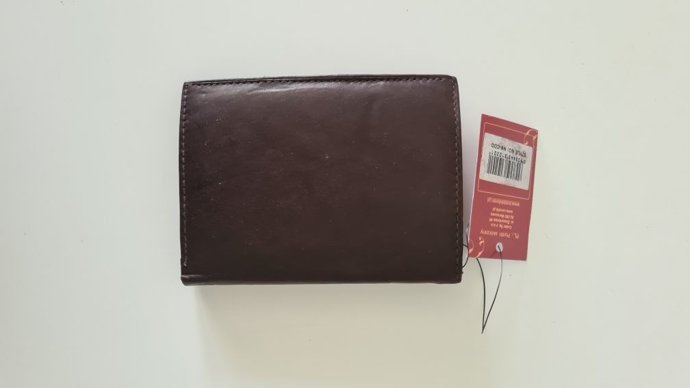Nowy portfel czekolada ciemny skórzany brązowy męski skóra portmonetk