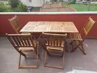 2 mesas e 4 cadeiras de madeira cácia - Kasa (continente)