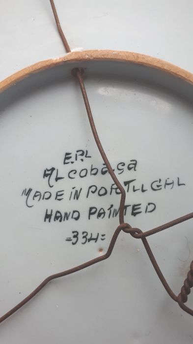 Prato decorativo cerâmica Alcobaça EPL  pintado à mão n. 334 anos 40