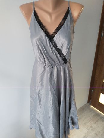 Przepiękna srebrna sukienka M/L/XL MOHITO na ramiączkach na szelkach