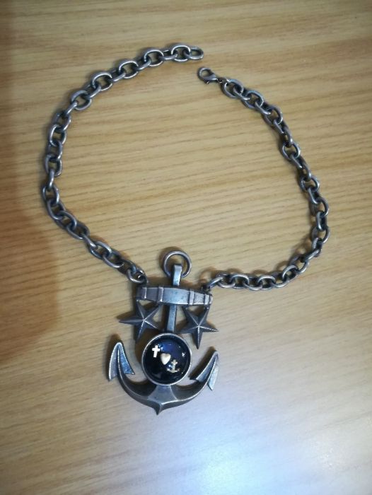 Colar âncora com corrente alternativo rockabilly old school vintage