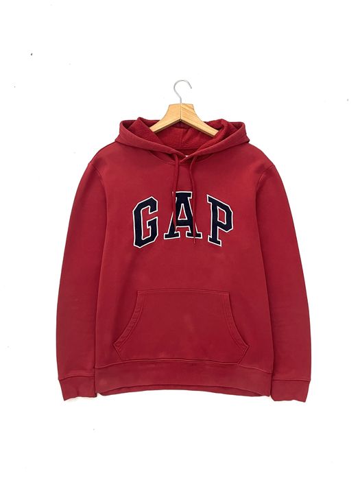 Bluza Gap z kapturem czerwona duze logo bawelna ciepla wygodna y2k