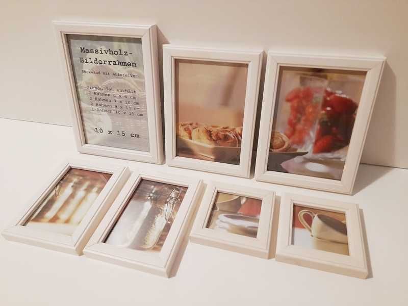 Kolekcja NOWY zestaw 7 małych ramek na zdjęcia lub obrazki drewniane